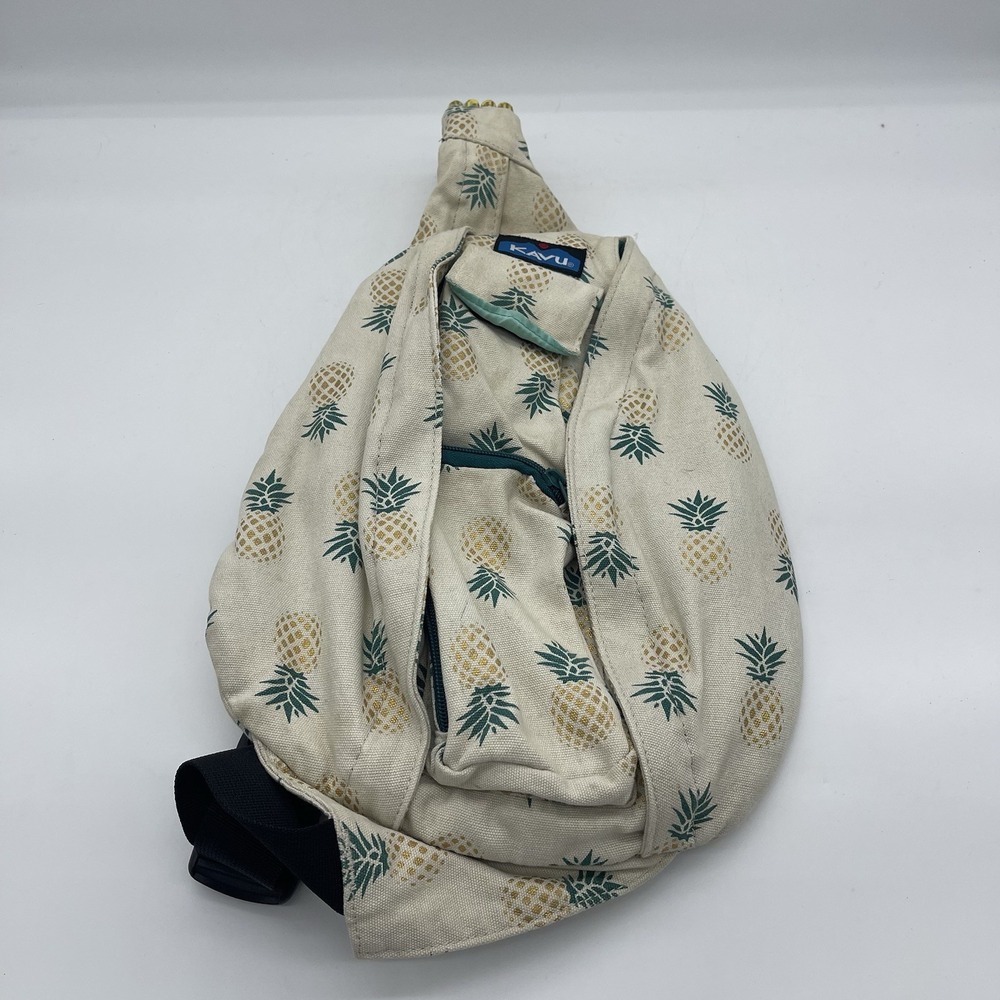 Kavu Sling Rope Crossbody Bag Multi Zip Backpack Pineapple Express Canvas
